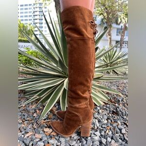 Over the knee suede leather boots